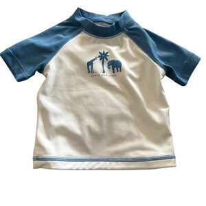 Janie and Jack size 3-6 months white and blue rash guard swim shirt